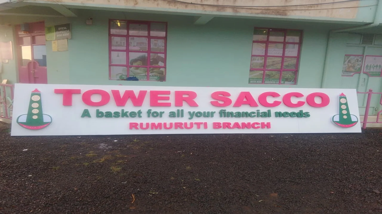 Tower Sacco Rumuruti branch 3D acrylic signage fabricated and installed in Kenya by Permvard Signs