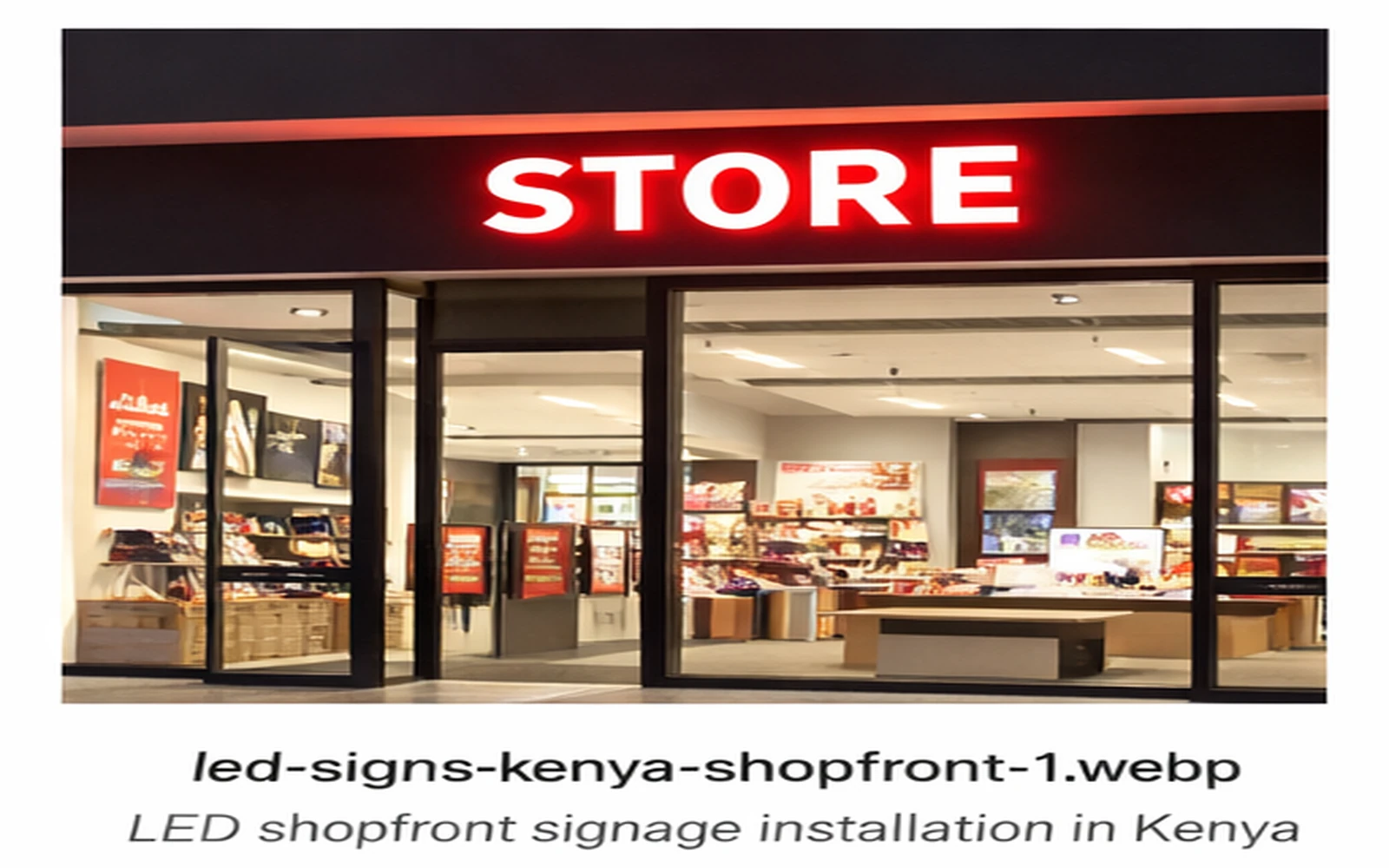 LED shopfront signage installation in Kenya
